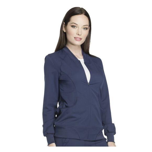 Dickies Zip Front Warm-Up Scrub Jacket WMNS M Blue Sweater Long Sleeve Uniform - Picture 12 of 13